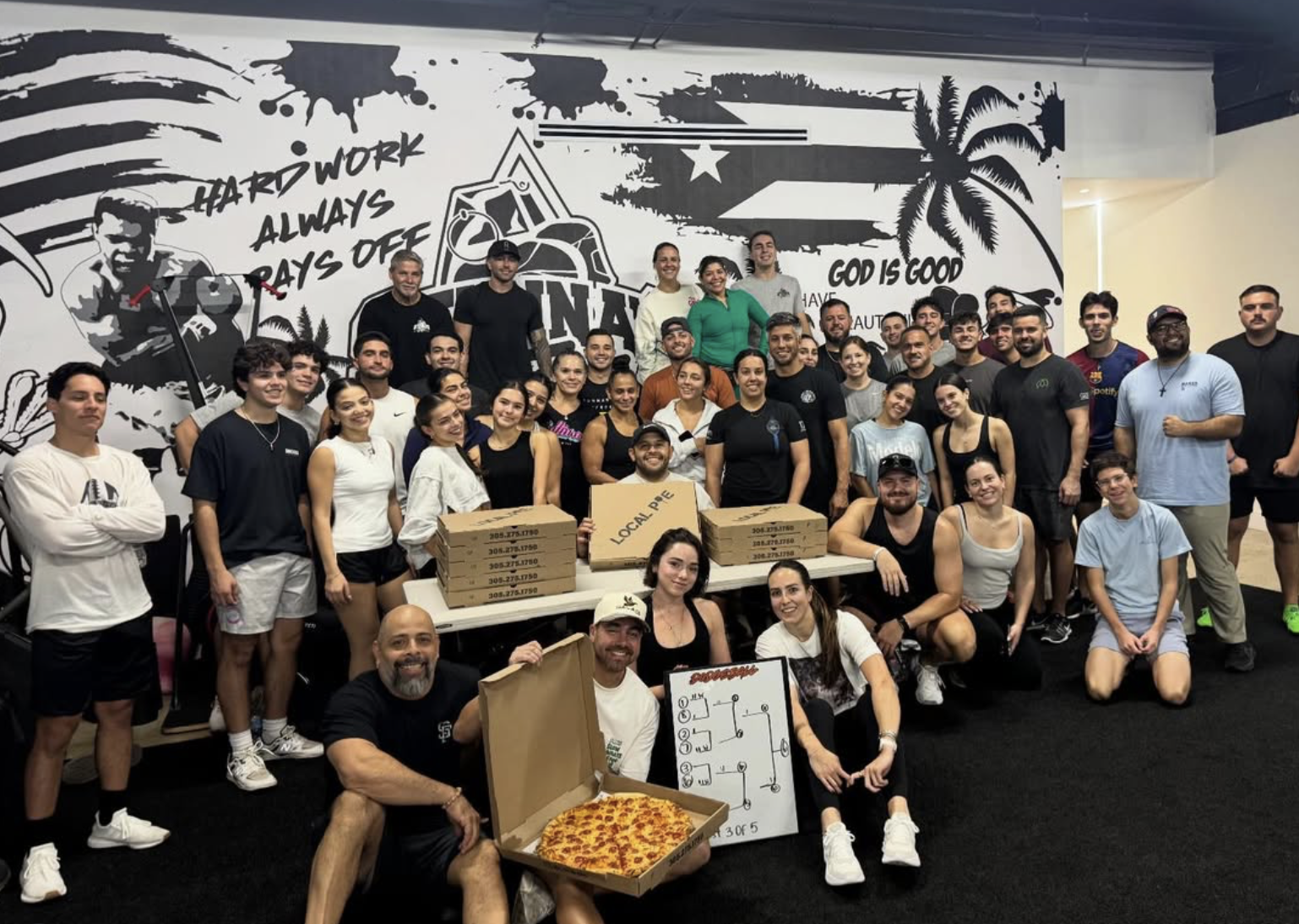 Local Pie pizza party with a local gym community